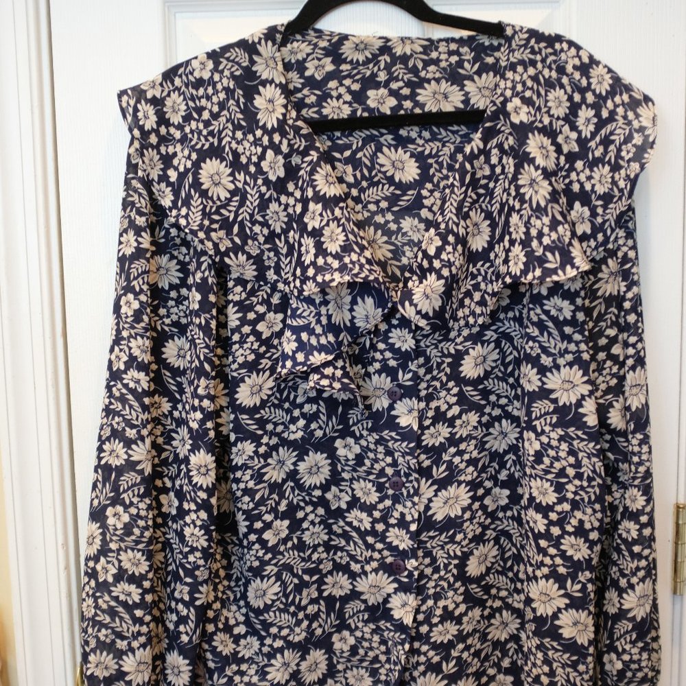 Vintage Navy x White Blouse